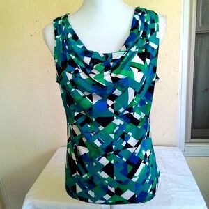 Calvin Klein bright colored green and blue and more drop neck sleeveless top